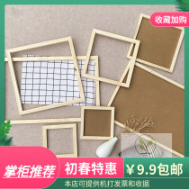 Kindergarten environment placement wall decoration material retro large background square wood wood wood frame hanging decoration hanging decoration