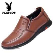 Flowers Playboy Leather Shoes Man Genuine Leather Breathable Business Casual Shoes Soft Bottom Soft Face Leather Feet Middle-aged Dad Shoes