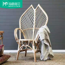 Matchiffel rattan chair Moroccan chair single by back chair Minjuku creative armchair Rattan Chic Chairs Casual Chairs