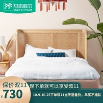 Magchiffel Nordic bed double bed solid wood bed rattan art furniture B & B hotel with net red custom ins