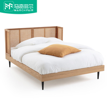 Magchifield Nordic solid wood bed rattan rattan furniture hotel apartment modern minimalist ins