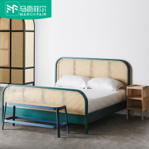 Machifel Nordic solid wood bed rattan furniture Rattan furniture Hotel apartment bed and breakfast furniture ins
