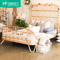 Nordic Indonesia rattan bed 1 8m double bed Hotel Rattan bed B & B apartment furniture rattan bed apartment ins wind