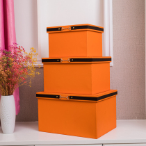 Household storage box finishing box extra-large leather model room decoration ornaments orange wardrobe cloakroom storage box