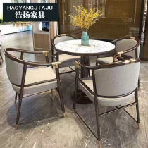 New Chinese style sales office negotiation table and chair combination Simple light luxury Hotel lobby reception table and four chairs solid wood furniture