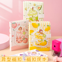Hot stamping hand account book cute girl heart diary simple ins wind fresh notebook cartoon portable carry-on trumpet hand account creative net red magnetic buckle this super cute color page student notebook