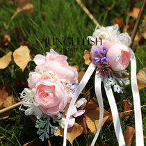 JF Pink lavender Pink little fresh mother sister wedding gift Photography wedding supplies Hand flower corsage lapel flower