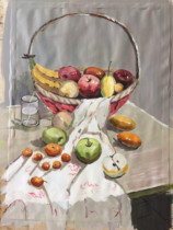  Spot hand-painted 4 open still life gouache fruit basket fruit vertical composition student color gouache homework