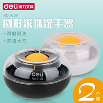 Del wet hand device financial special creative round rolling ball wet hand device point paper bill invoice invoice sponge cylinder stationery supplies water box cute Rolling Ball office supplies wet hand device