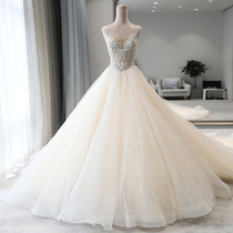 Main wedding dress 2021 New temperament bride little girl Super immortal sling Net red tremble sound tail light