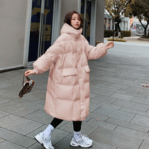 Pregnant women winter cotton clothes female 2021 New Korean loose size fat mm late pregnancy cotton coat long coat