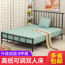 Iron bed double bed iron frame bed simple 1 8 meters 1 5 single bed 1 2 meters rental house thickened reinforced iron bed
