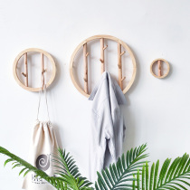 Living slow living living living room solid wood creative wall hanging clothes hook wall rack key adhesive hook decoration