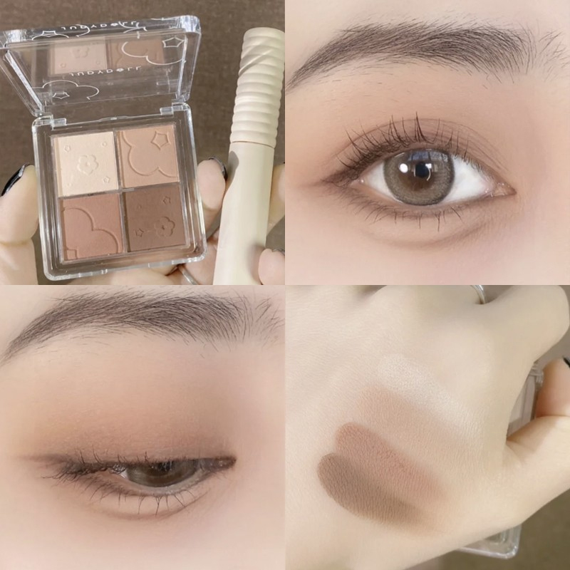 Judoo orange eye shadow quad plate low saturation earth color 4 color daily light makeup 2023 new autumn and winter