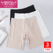 Modale Panties Womens Ice Silk Unscratched Bottom Pants Safety Pants Summer Anti-Walking Light Slim cotton crotch Black white