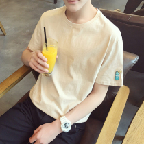 Short-sleeved t-shirt mens trend brand trend loose summer mens Hong Kong wind clothes casual ins Korean half-sleeved boys  tops