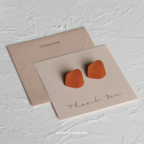 Ear wind dirty orange retro irregular artistic sense geometric matte matte frosted sterling silver autumn and winter earrings