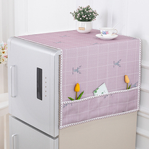 Refrigerator cover cloth single open double open door washing machine hood refrigerator dust cover cotton linen waterproof cover towel microwave dust cloth