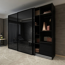 Modern minimalist wardrobe economical Nordic exterior sliding sliding door bedroom tempered glass door overall wardrobe