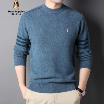 Hush Puppies Dinx Mens Autumn Youth Leisure Round Neck Pullover Pure Wool Knitted Sweater Men