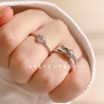 Ran Ran is really cute hand s925 sterling silver ring cute girl soft girl Yugui dog ring couple ring gift