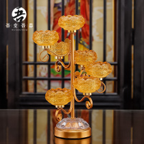 Seven-product Buddha Lotus three-leaf lotus Candlestick home offering butter lamp long light lamp holder Buddha candle base