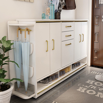Chinese-style shoe cabinet solid wood home large capacity door outside the aisle stairs porch door Hall Hall cabinet with stool