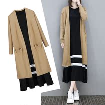 Pregnant women autumn dress long 2021 New Tide mom foreign style out fashion autumn top two-piece suit
