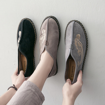 China Wind mens shoes Tangclothing Han shoes 2022 Chunxia New shoes Mens wave shoes casual One foot pedal sloth bean-bean shoes