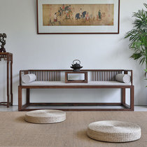 New Chinese white wax wood Luohan bed full mortise Tenon black walnut Luohan sofa living room Zen solid wood arhat bed