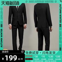  Mens suit suit spring and autumn business professional formal dress single west black Korean version of casual slim small suit jacket summer