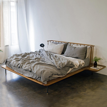Pure solid wood bed Modern minimalist oak black walnut 1 5 meters 1 8 Nordic double bed large wedding bed Modern minimalist