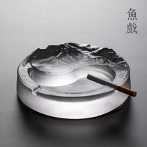 Japanese crystal glass fashion personality ashtray Bar club creative gray dish living room household trend ashtray