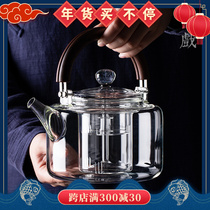 High temperature resistant glass cooking teapot kettle large capacity automatic steaming tea boiler black and white tea kettle electric pottery stove