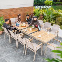 Nordic outdoor tables and chairs courtyard garden villas creative plastic wooden tables and chairs terrace leisure tables and chairs combination outdoor tables and chairs