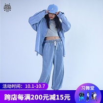 Dance Hall children Tencel cowboy suit female hip-hop loose jazz dance jazz hip hop ins costume tide suit