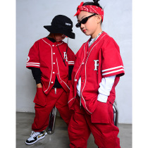 Study Dance Hall Fewer Children Fall Wine Red Street Dance Practice Dance Suit Hiphop Boy Girl Hip Hop Performance Clothing Wave Clothing