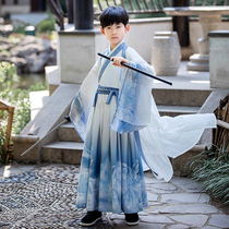 Childrens Hanfu Boys Autumn Chinese Style Spring and Autumn Boys Chivalrous Style Ancient Costumes Super Immortal Children Young Mens Fans Tang Clothing