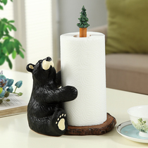 Weigexuan kitchen tissue holder Cute bear roll paper tube Household living room dining table solid wood creative vertical roll paper holder