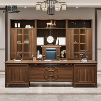 New Chinese Desk Chair Combination Solid Wood Boss Table Side Cabinet Home Big Bandai Modern Executive Desk Office Furniture