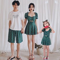 Daping Mountain camel new family dress parent-child swimsuit mother-daughter girl girl a family of three swimming suit skirt sand