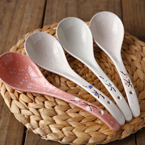 Japanese creative hand-painted snowflake underglaze ceramic tableware home restaurant porridge spoon communal spoon public spoon large spoon