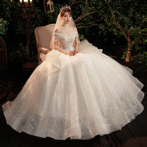 Starry main wedding dress 2021 new bride temperament is thin spring and summer Qi small wedding dress forest department super fairy dream