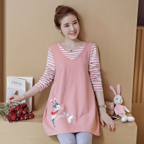 Pregnant women autumn coat long sleeve T-shirt spring cotton set spring autumn 2021 loose fashion tide mom