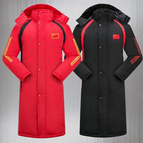 Outdoor military coat winter mens and womens thick cotton coat medium long overalls cold cold proof cotton clothing Security jacket