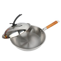 Induction oven frying pan white pearl stainless iron pan frying pan wood handle frying pan stainless pan with frying pan