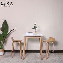 Nordic solid wood bar stool High stool bar chair Casual coffee stool Simple bar chair Curved wooden chair Fashion household