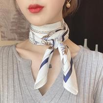 Spring and summer New ins small square scarf womens silk scarf Korean Joker scarf stewardess professional scarf hair band decoration art