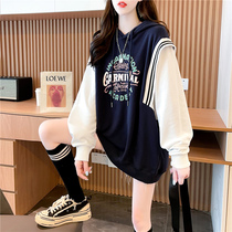 Spring and autumn plus size 200 kg long-sleeved sweater loose and thin maternity clothes fashion autumn clothes jacket sports