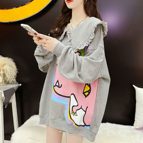 Autumn Winter Clothing Big Code 200 Catty Long Sleeve Sweatshirt Woman Loose clothes Pregnant Woman Fashion Cute Little Guy